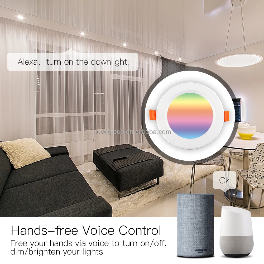 WiFiスマートLEDダウンライトバルブランプ調光ラウンド埋め込み