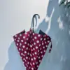 Vinyl straight umbrella long handle vintage large polka dot red
