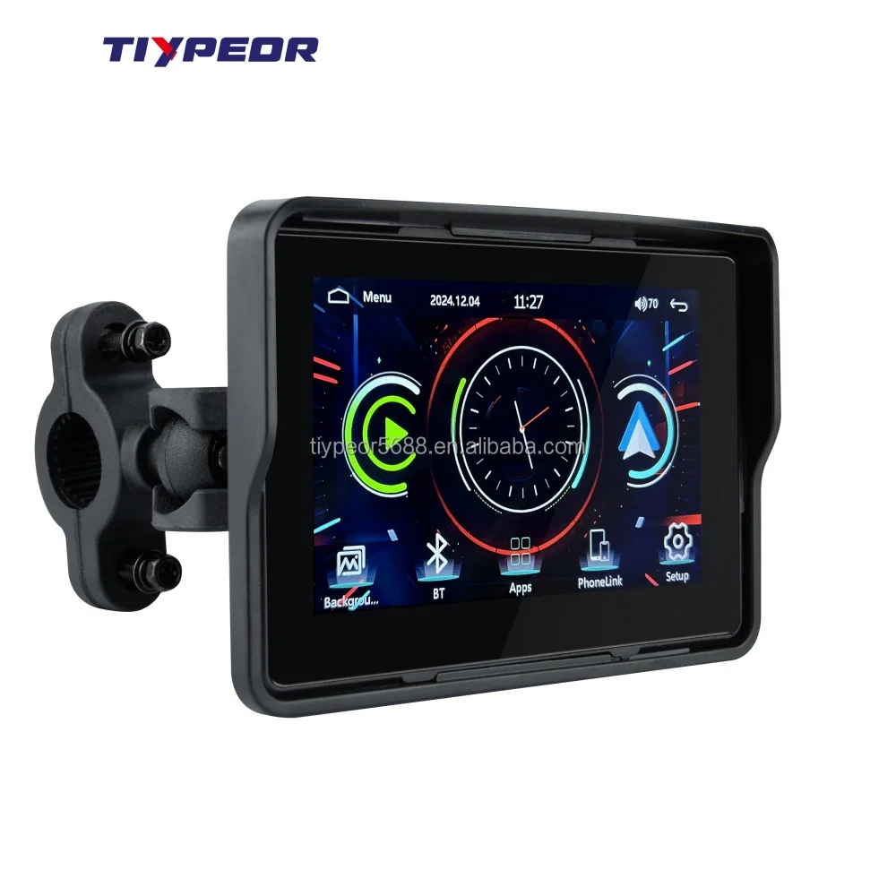 product tiypeor 5 inch moto touch screen portable motorcycle monitor support wireless carplay android auto motorcycle navigation-6