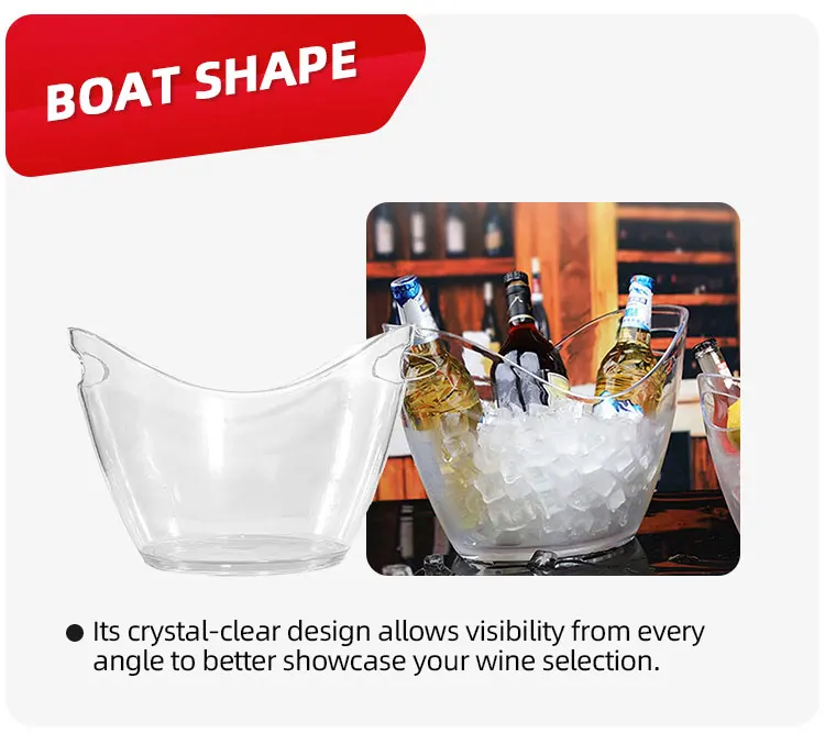 Nightclub Outdoor Party Transparent Bar  Whiskey Champagne Buckets Wine Beer Plastic Ice Bucket manufacture