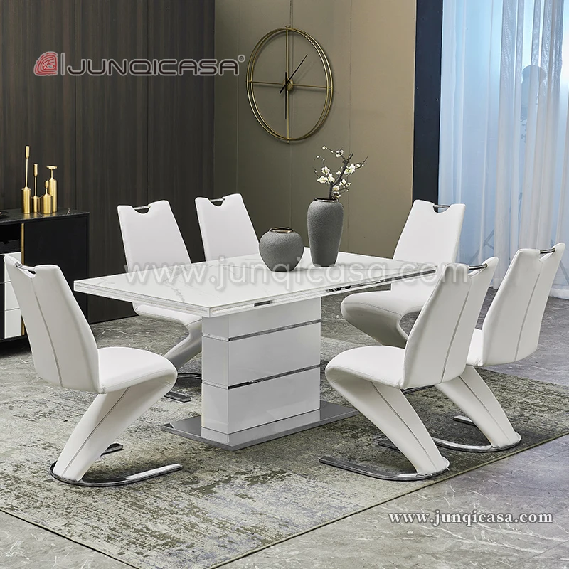 Fashion Luxury Rectangle Extendable Dining Table Modern Home Furniture Marble Dining With Chairs