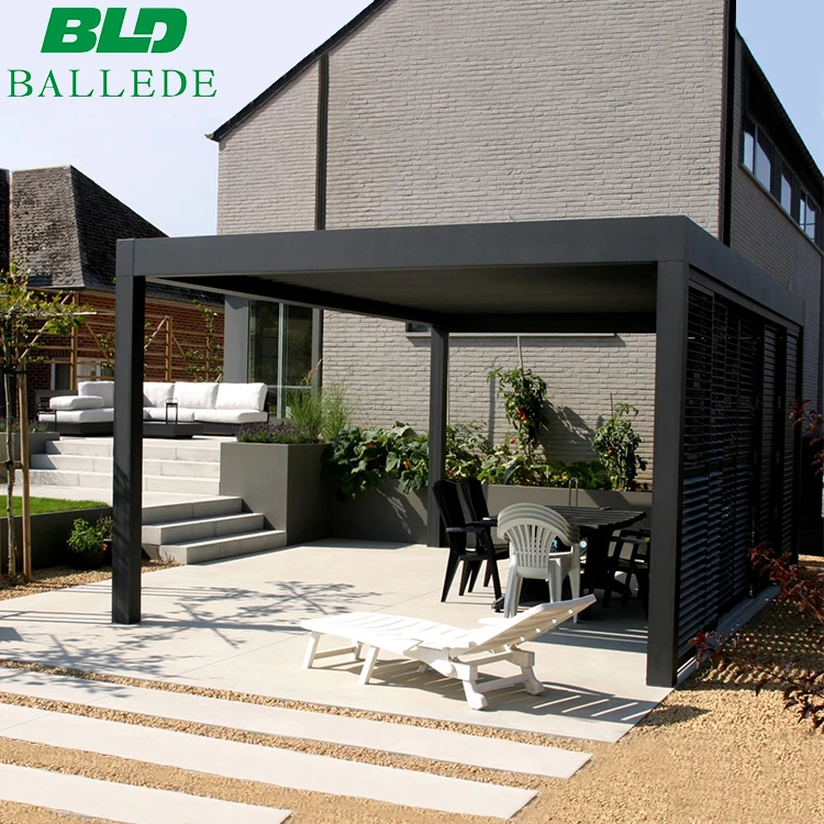 Gazebo Pergola Regolabile Baia 4x4 M | Struttura Acciaio, Telo Poliestere Idrorepellente | Grigio