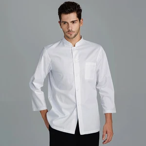 Tesime Men's Long Sleeve Autumn Chef Uniforms for Restaurant & Bar Use Polyester/Cotton Material Needle Detection