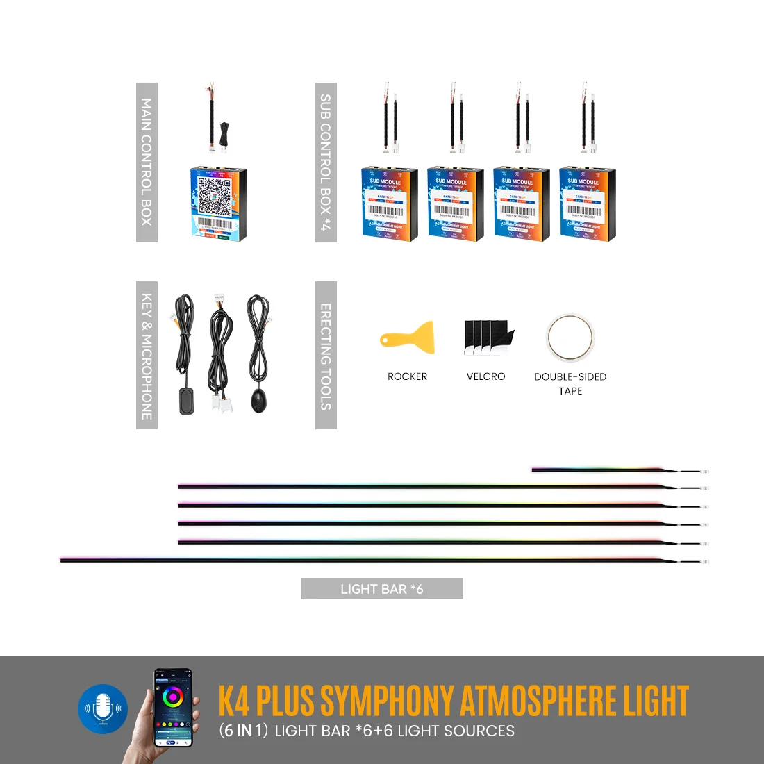 'CARDI' K4 Plus LED Ambient Light Kit Easy to Install Ambient Lighting ...