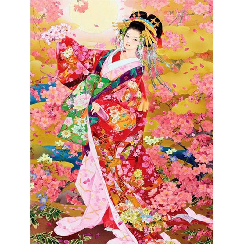 誠実 5d HUACAN DIY Kimono Woman Japanese - Painting Diamond 絵画