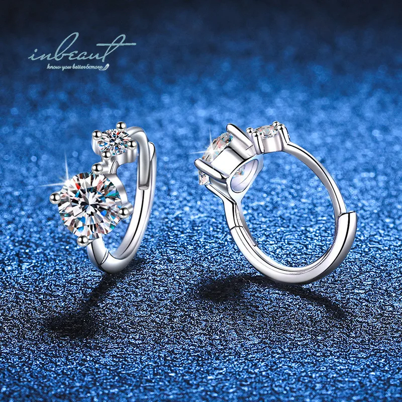 Silver 925 Original Diamond Test Past Total 1 Carat Brilliant Cut D Color Moissanite Wedding