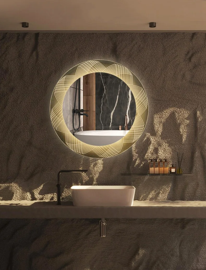 Modern bathroom Intelligent defogging round mirror wall mounted LED smart mirror customizable wholesale Intelligent mirror manufacture