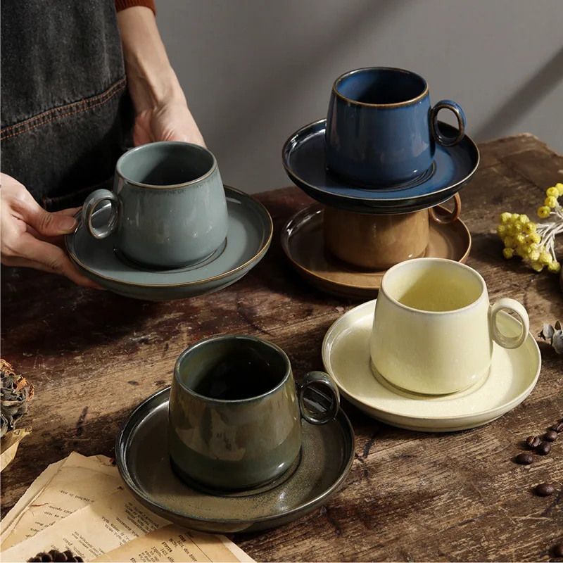 Custom Kiln Transmutation Porcelain Teacup Coffee Cup And Saucer Set