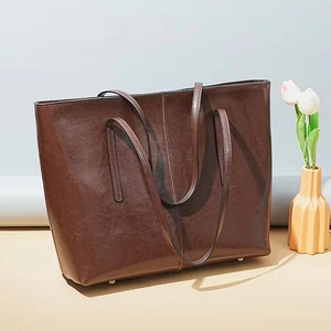 2026 Women's A-100 Stylish Tote Bag All-Match Large Capacity Cowhide Genuine Leather Woman Bag Leather Tote Bags for Women