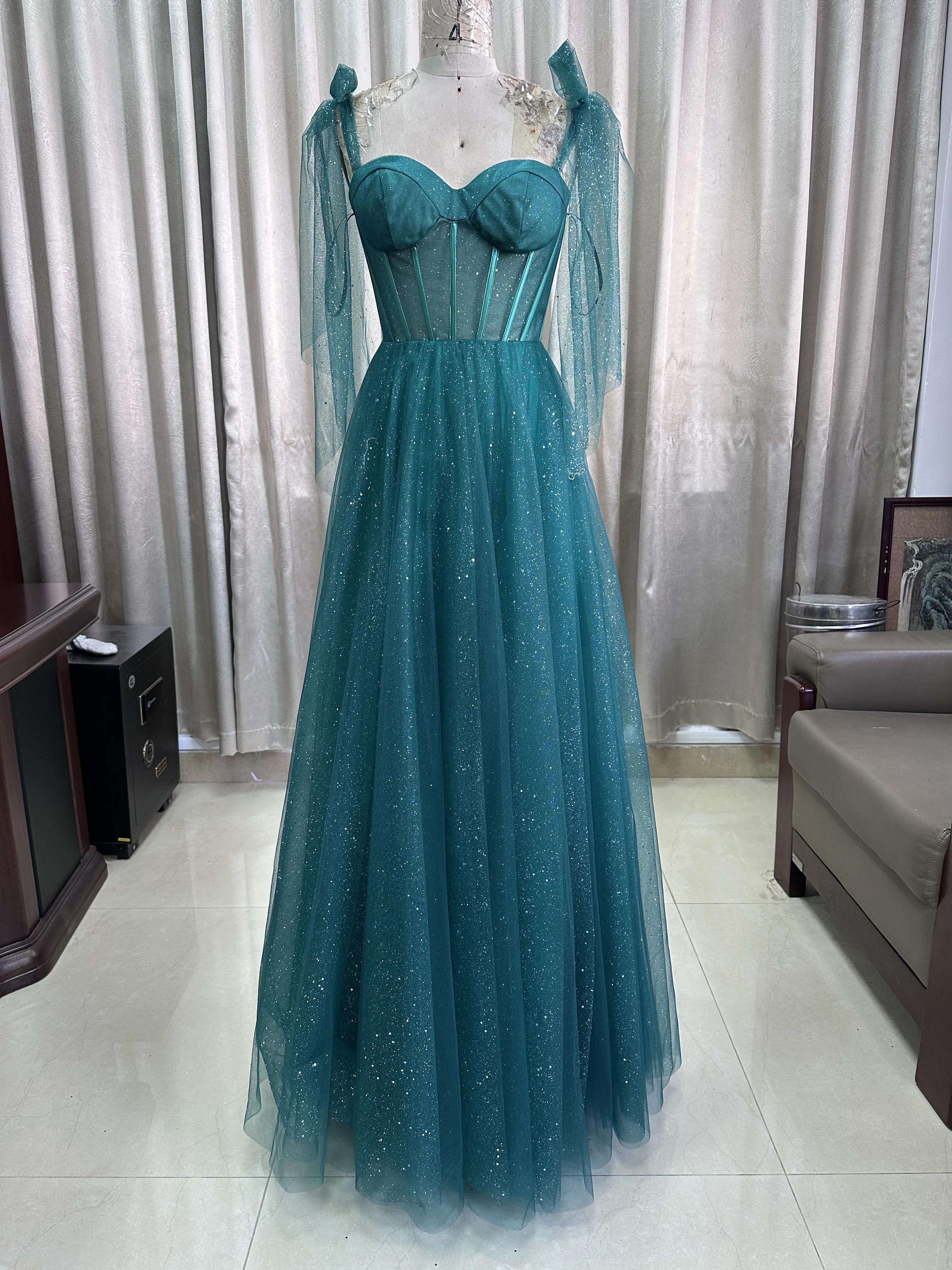 slim fit dress slacks Queendancer Women Dark Green Long Corset Prom Dress with Slit Strapless  A-Line Formal Party Dress – queendanceruk main image 1