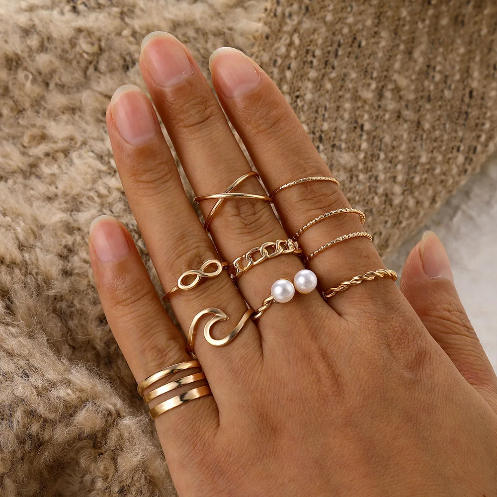 Cheap Boho/hippie Rings Set Geometric Rings Shiny Antiques Finger