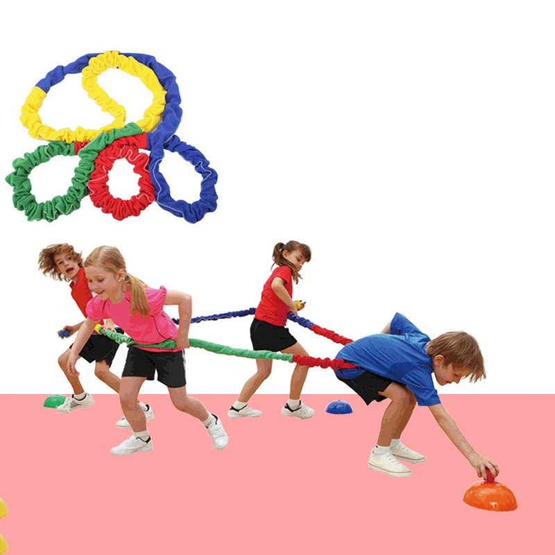 Colorful Cloth Sleeve Stretch Rope Elastic Fitness Resistance Bands Exercise Band Game Toys
