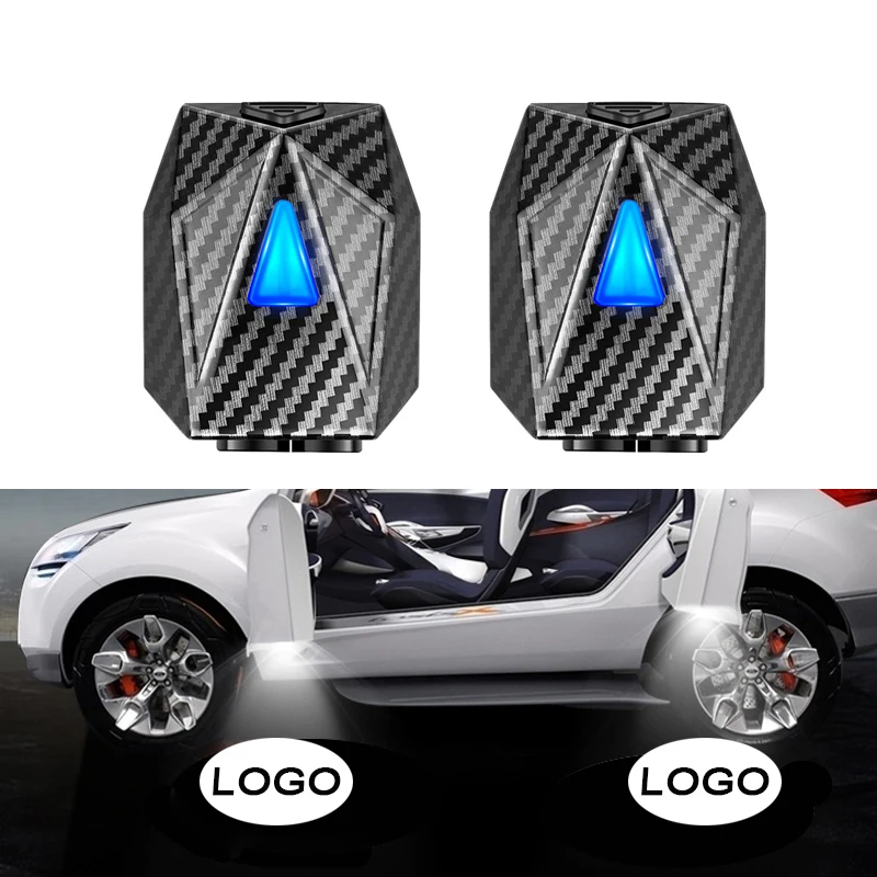 2PCS Customized Logo LED Car Door Welcome Laser Projector Logo Ghost Shadow Night Light Car Accessories Kits No Magnet