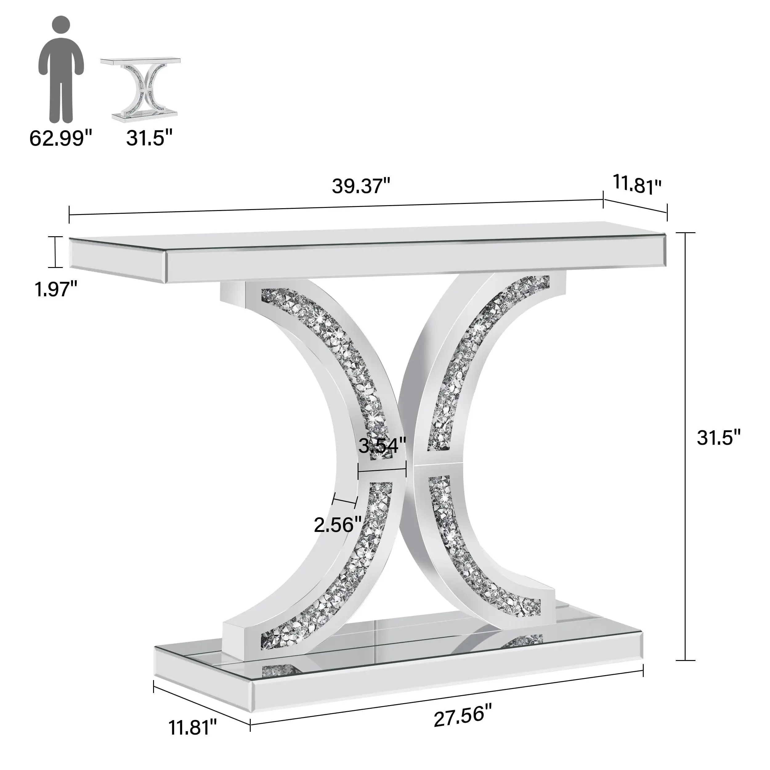 Elvarenae Eclaire Mirrored Console Table — product detail