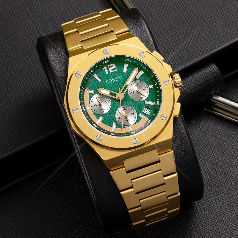 Мужские классические золотистые наручные часы Reloj Hombre De Oro Роскошные из твердого