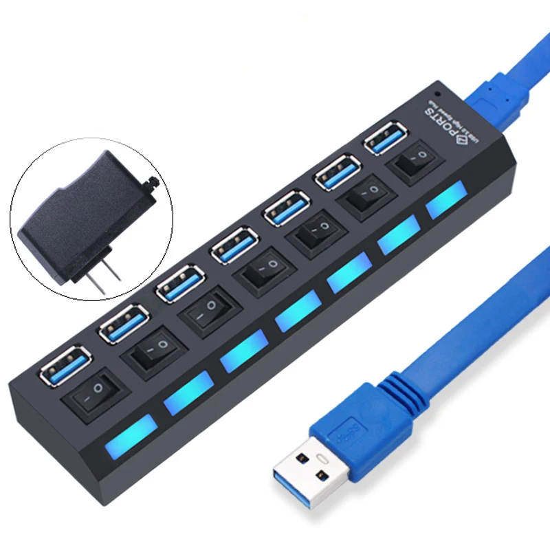 Best Buyer Usage Usb 3.0 Hub 4/7 Ports Power Adapter Usb Extender For Pc Laptop 3.0 Usb Hub - Display Port Female To Male Adapter,4/7 Ports With Power Adapter,Usb
