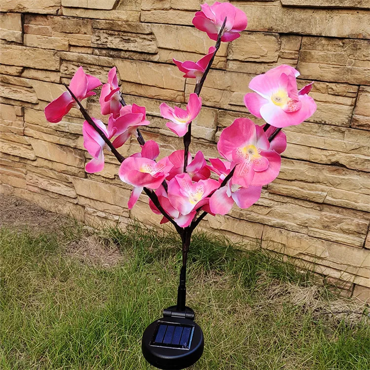Solar Garden Flower Lights - Waterproof LED Stake Lamps For Yard & Path (Pink)