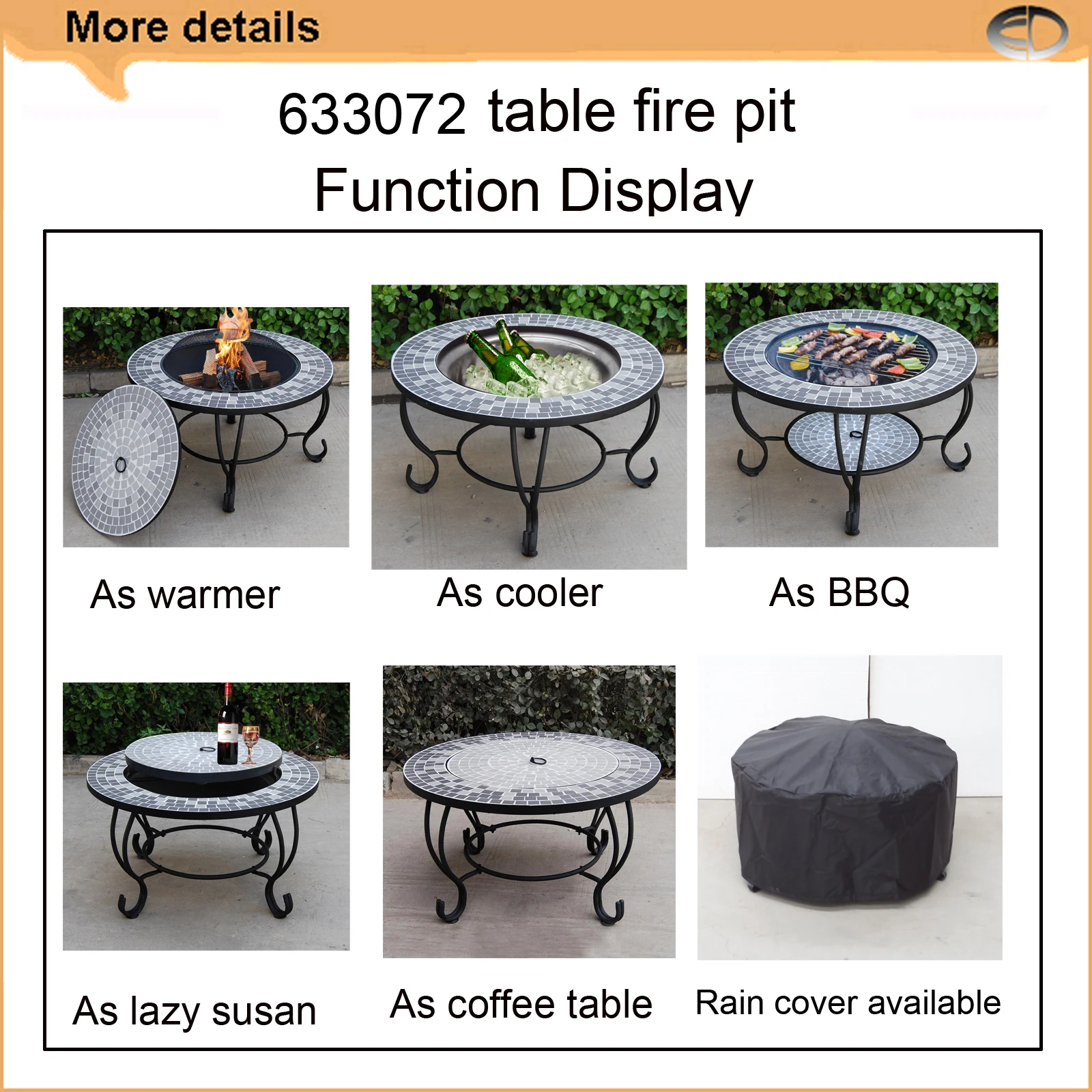 Kingjoy Outdoor Ceramic Tile Round Barbecue Grill Table Buy Grill