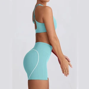 Best Selling Women Heart Shape Back Bra Compression Shorts High Stretch for Pilates Yoga Workout