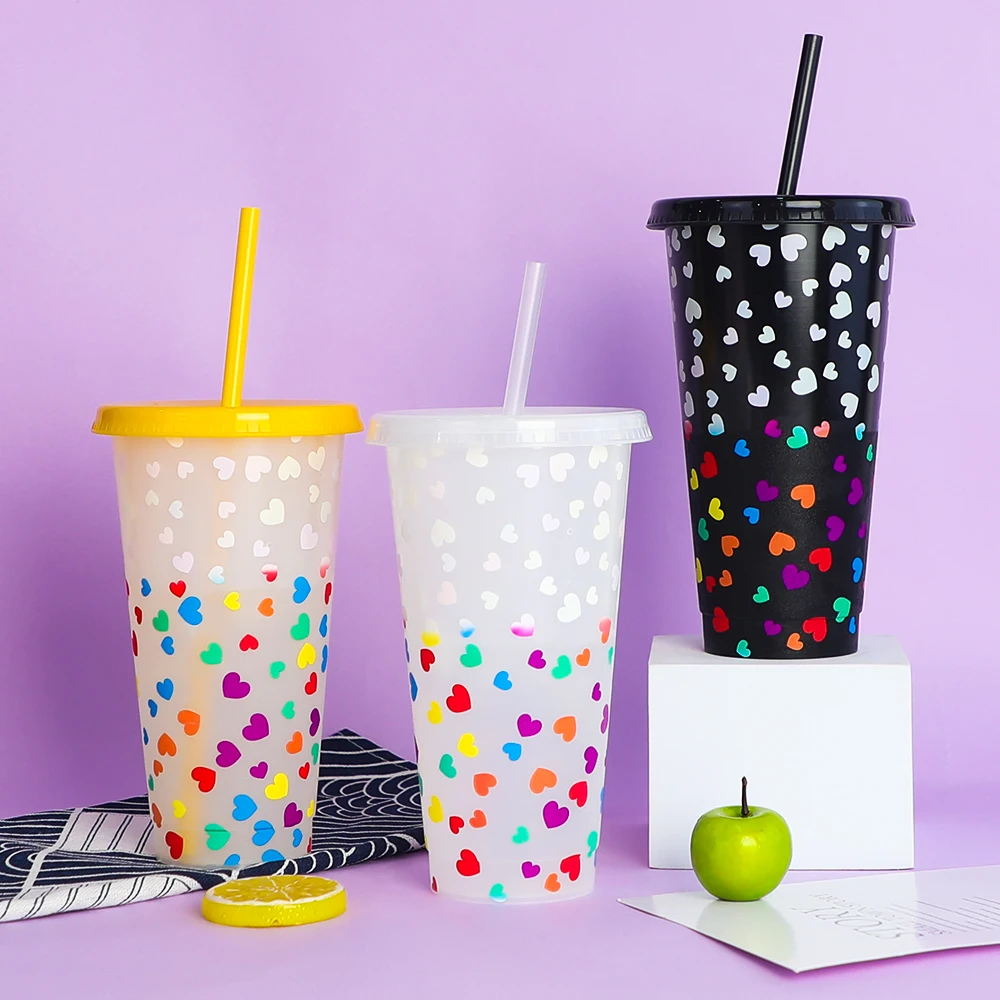 Custom Color Changing Clod Tumbler w/ Lid And Straw - 24 oz.