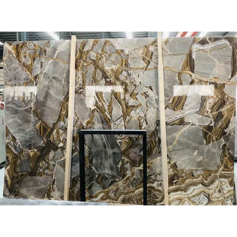 Natural Marble White Gold Fusion Marble Golden Marble For Wall And