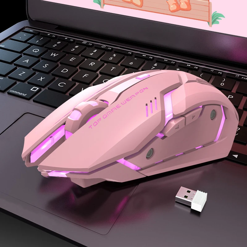 USB Rechargeable Backlit Mouse Ergonomic Optical Cute Pink Mice Women Wireless Mouse