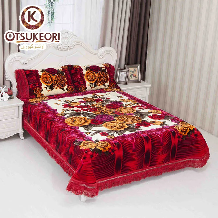 Оптовая продажа, полиэстеровый цветочный дизайн Otsukeori/Северная Африка, Алжир, однослойный/2-слойный мягкий рельефный норковый раскол, одеяло, набор для подарка