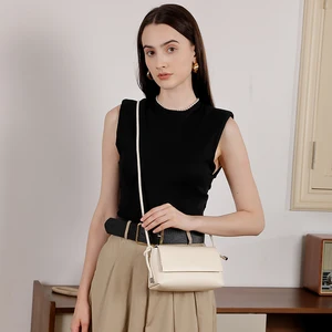 2026 Trending Women's High Quality Luxury Vintage Top Genuine Leather Waterproof Square Crossbody Bag Single Strap Button