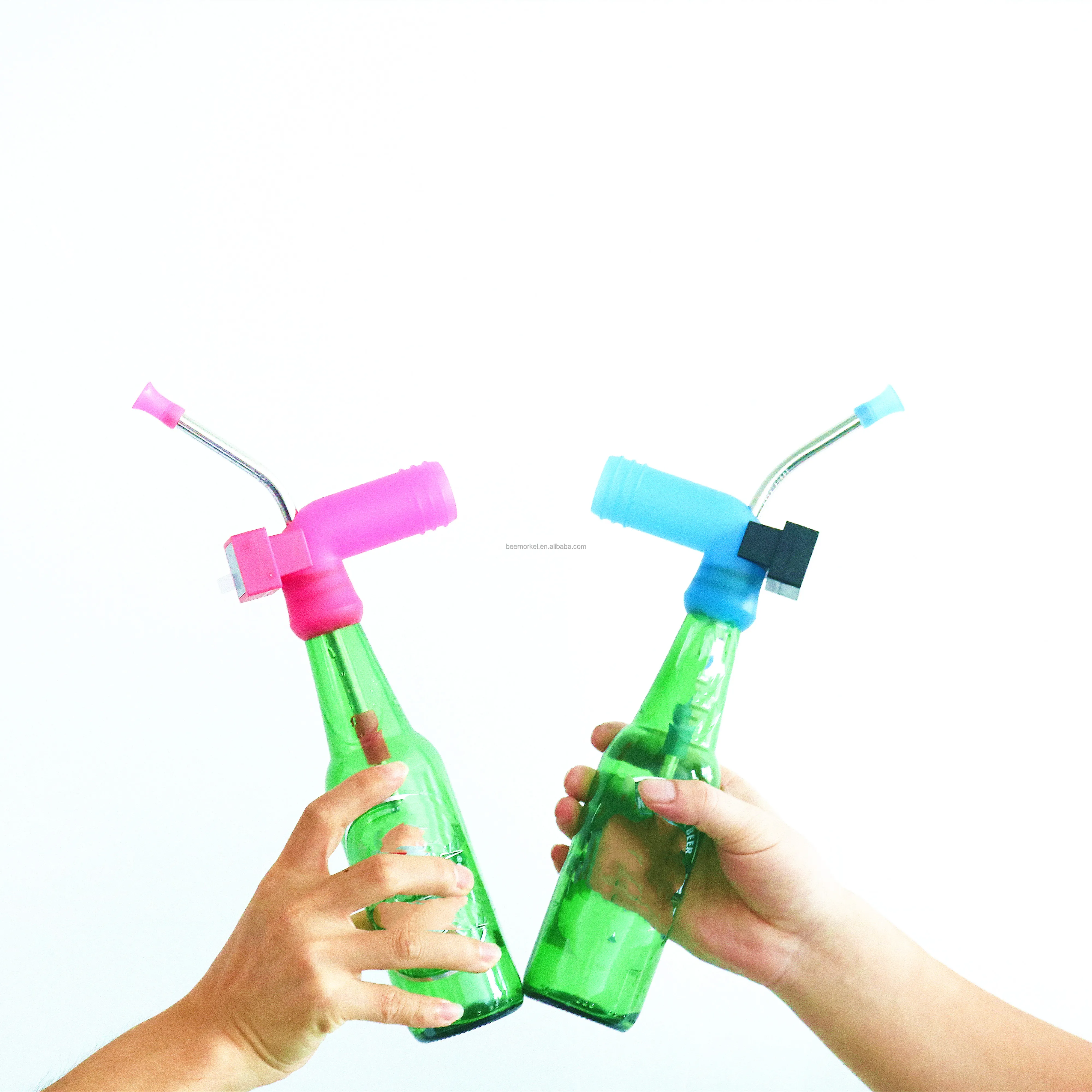 New Arrival Bend Straw Timer Beer Snorkel Glass Bottle Beer Bongs With