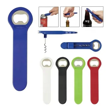 3-in-1 Multifunctional manual plastic wine corkscrew beer bottle opener with can opener