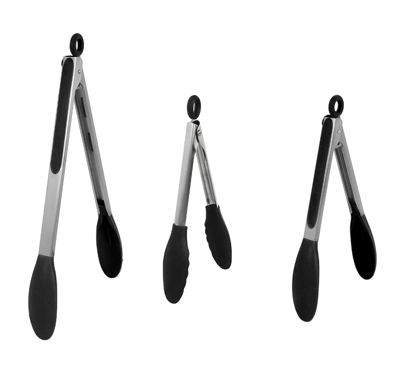 10"&12" Inch Stainless Steel Kitchen Tong Non Slip Grip Tong Set Bbq