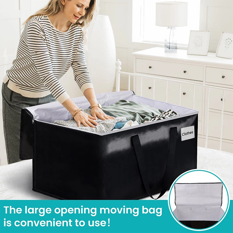 Custom Extra Large Moving Bags with Zipper Carrying Handles Heavy Duty Storage Tote Bag for Space Saving Camping and Travel