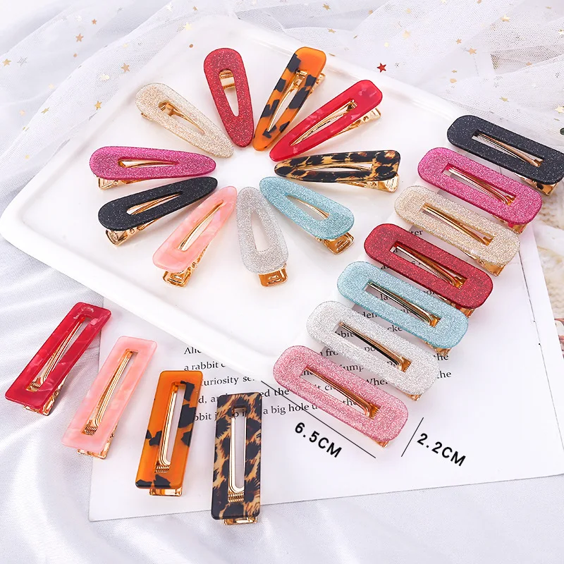 Large Geometric Leopard Marbling Hair Claw Clips Acetate Hairpin Barrette Clamp^