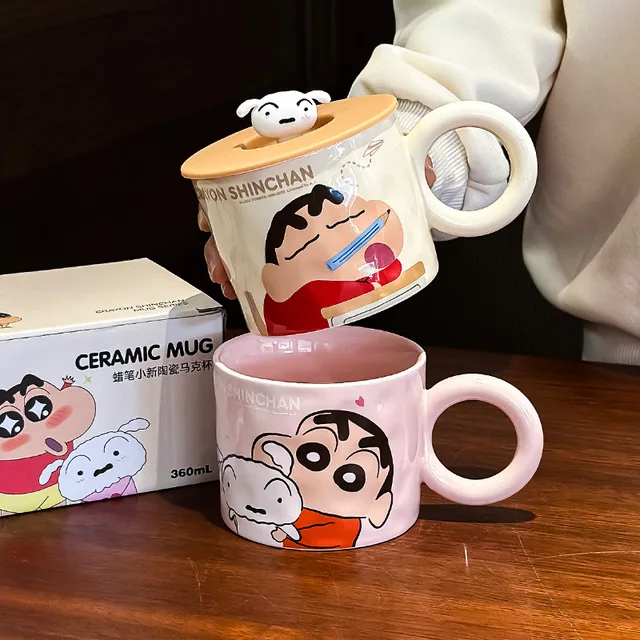 Crayon Shin chan ceramic mug with lid cup