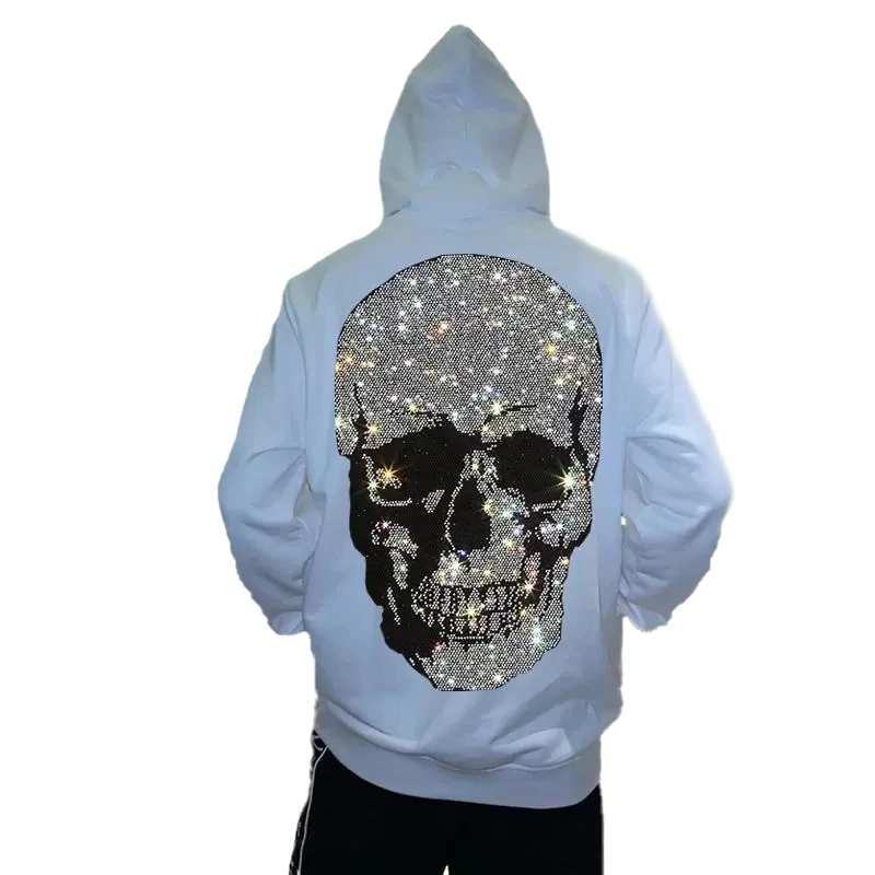 transfers rhinestone skeleton full face hoodie Alibaba