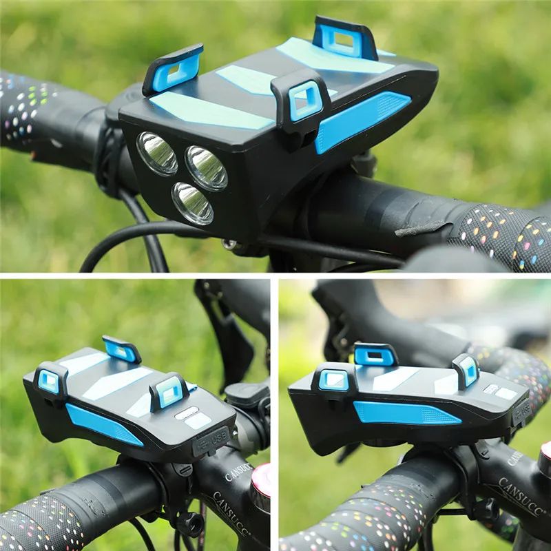 in Bike Lamp Front Horn Light Phone Holder Alarm Bell MTB Bike