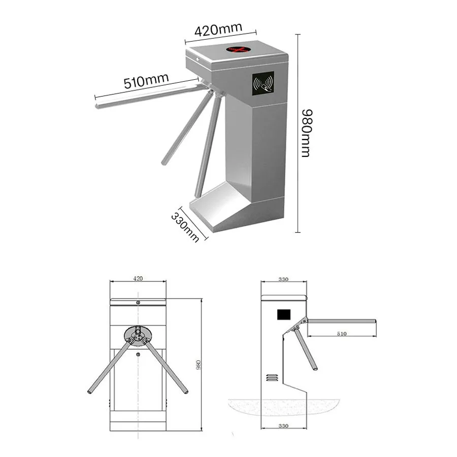 Factory Direct Price Coin Acceptor Access Control Tripod Gate 304 Stainless Steel Half Height Vertical Tripod Turnstile