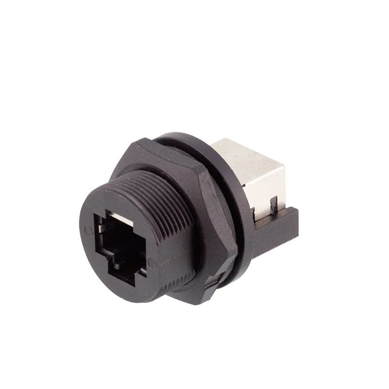 CAZN RJ45 Double Head Female Back Mount PCB Receptacle Waterproof Ethernet Connector