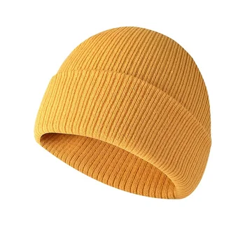 Exclusive Sales Yellow Unisex Knitted Classic 100% Acrylic Beanie Hat