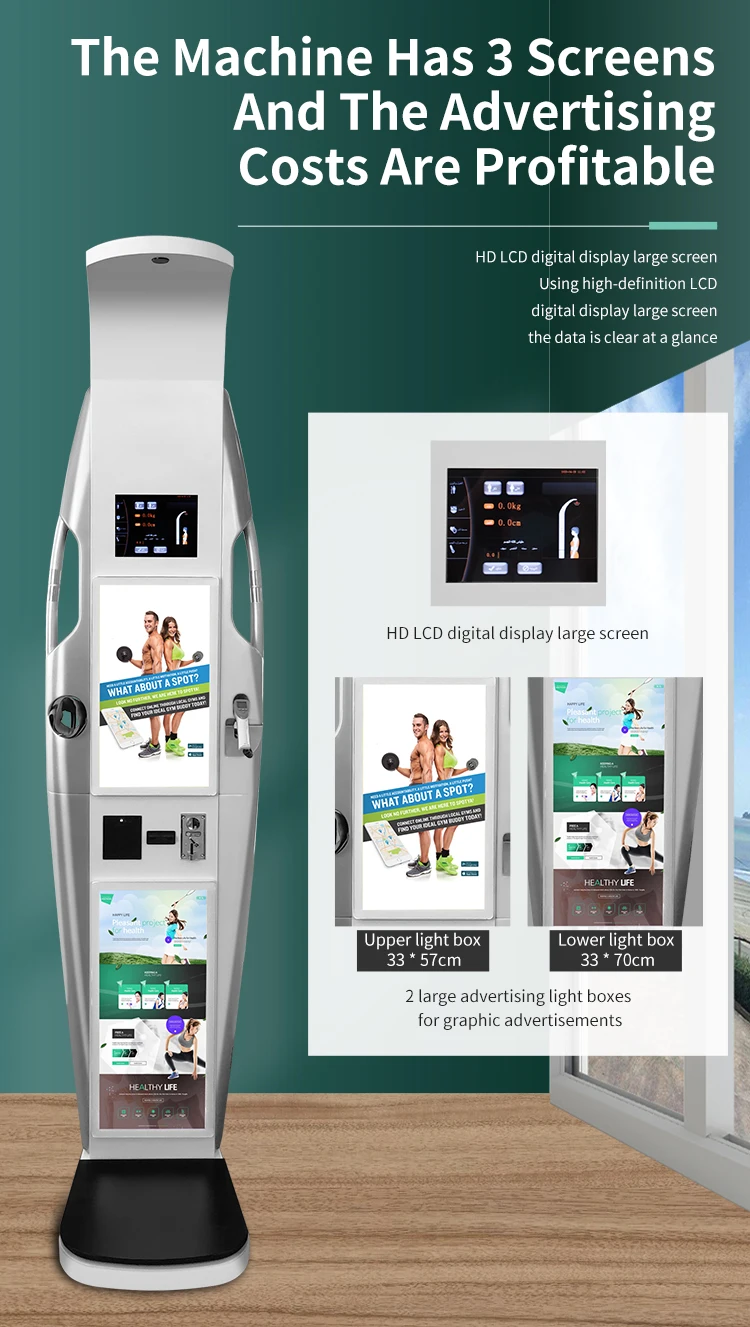 product gym equipment body weight electronic digital signage advertising displays screen ultrasonic height measure-65