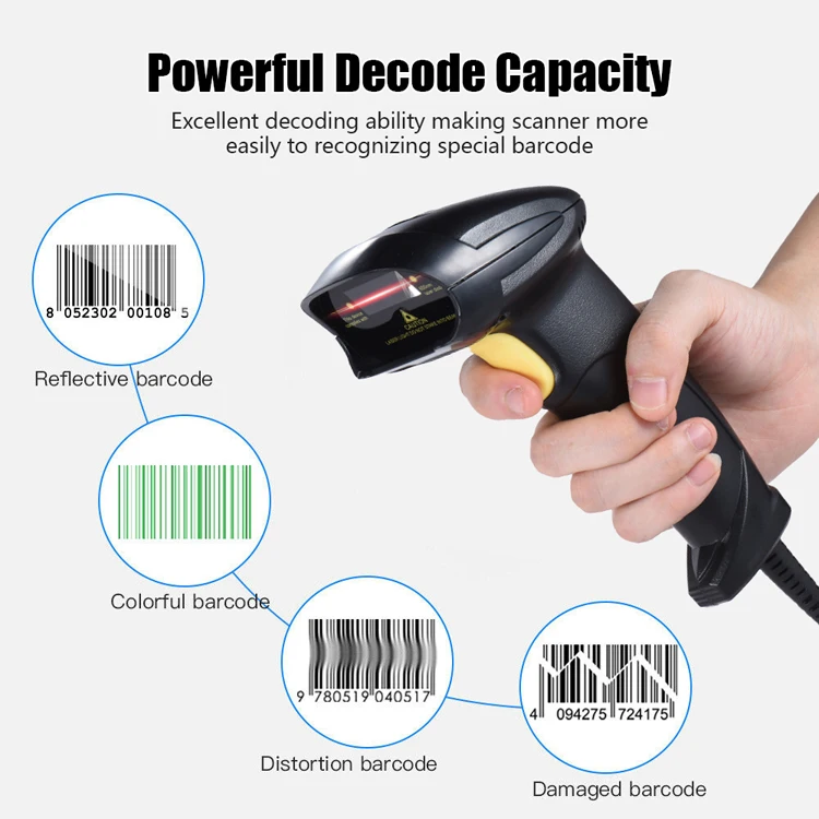 Bi-directional Laser Barcode Scanner with Wireless & Printer