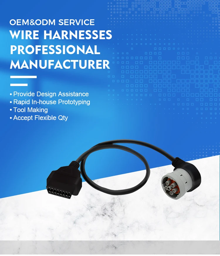 product custom cables male to right angle j1708 bus j1962 connector obd 2 obd ii adapter cable wiring harness for car-2