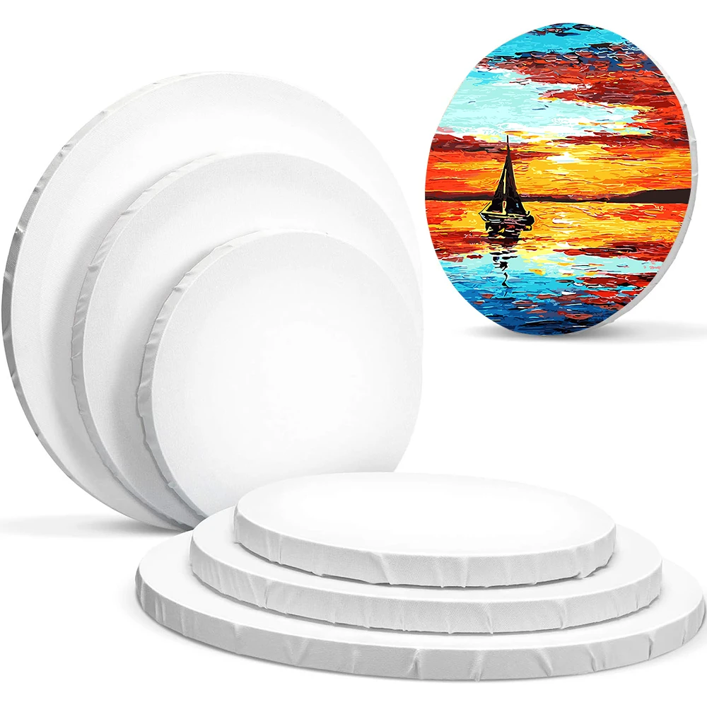 Blank Painting Canvas Panel 12inch 16inch 20inch 24inch Round Stretched Canvas for Painting