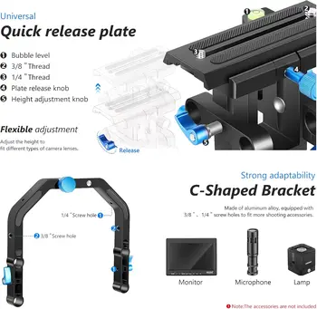Neewer Shoulder Rig Kit for DSLR Cameras and Camcorders, Movie Video Film Making System with Matte Box, Follow Focus, C-Shaped detail image