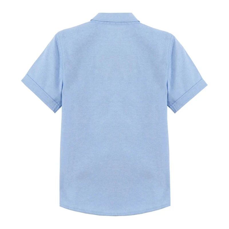 Camisa De Manga Corta Para Niños 100% Algodón - Color Sólido Con Bolsillo - Uniforme Escolar O Casual De Verano (Tallas 6-14 Años)