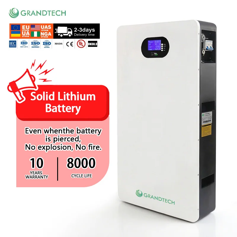 Powerwall ტაქტილური ეკრანი მზის სისტემა სახლის ლითიუმის ბატარეა 48ვოლტი 51.2ვ 100აჰ 200აჰ 5 კვა 10კვტ ლითიუმ-იონური ბატარეა