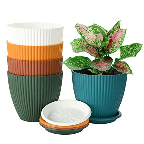 Colorful  Balcony Decorating Bamboo Fiber Flower Plant Pots for Garden Outdoor and Indoor