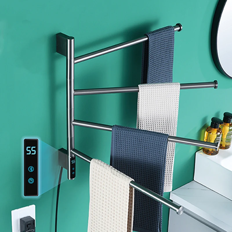 Swivel Towel Warmer Smart Electric Heated Towel Rack Towel Holder ...