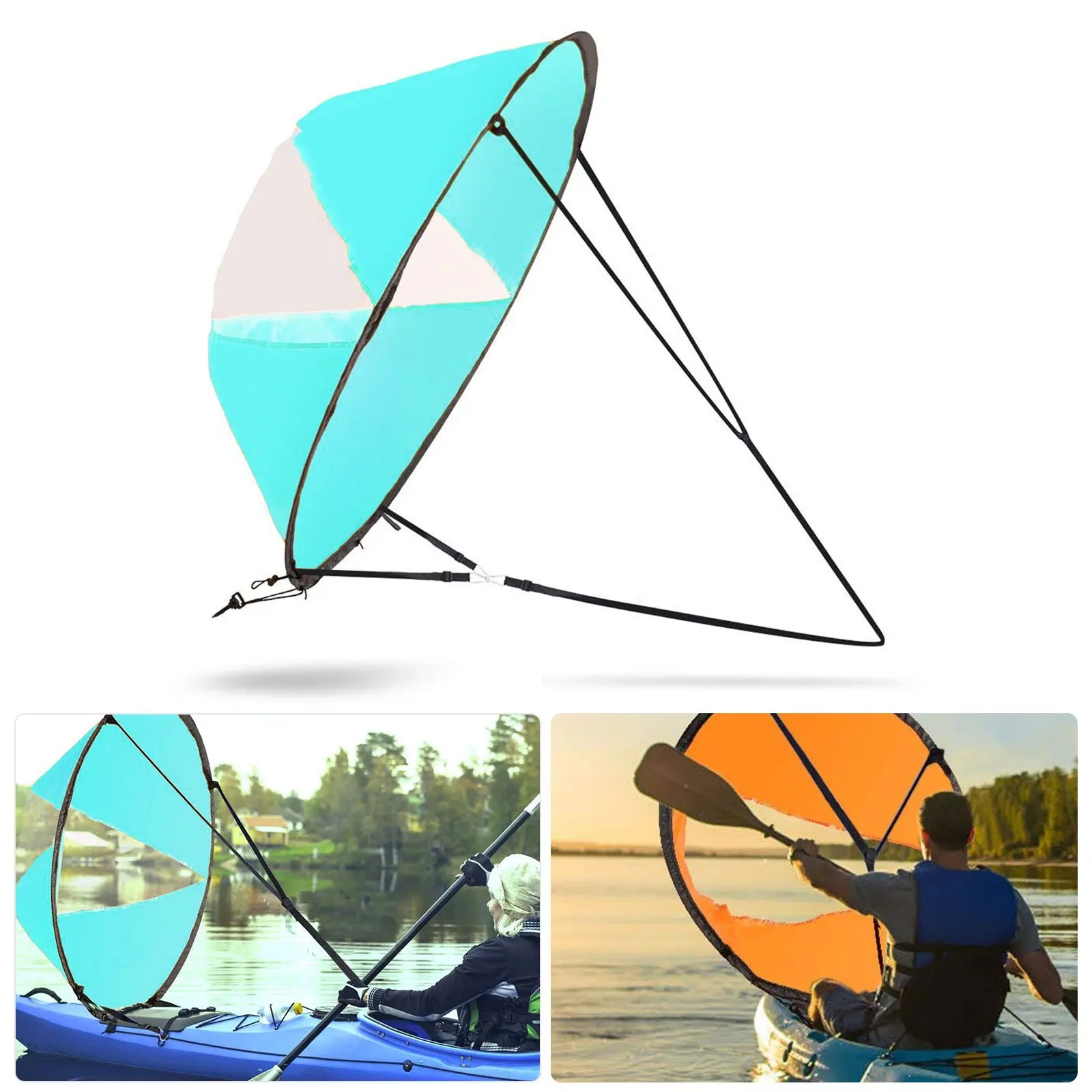 thumbnail image 2 of Inflatable Windsurf Sail With Backpack - Portable Downwind Sail For Kayaks & Boats 2 of 9