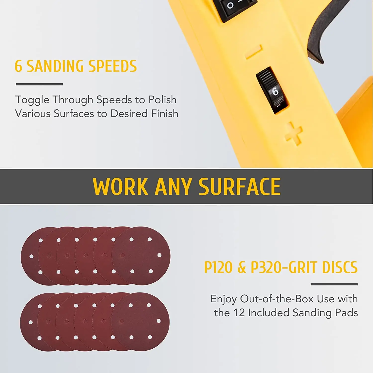 1550w Folding 6 Speed Electric Pole Drywall Sheetrock Sander With